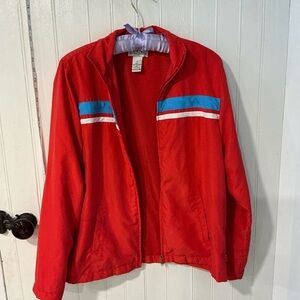 New York Laundry Red Bomber Jacket with Blue Accents